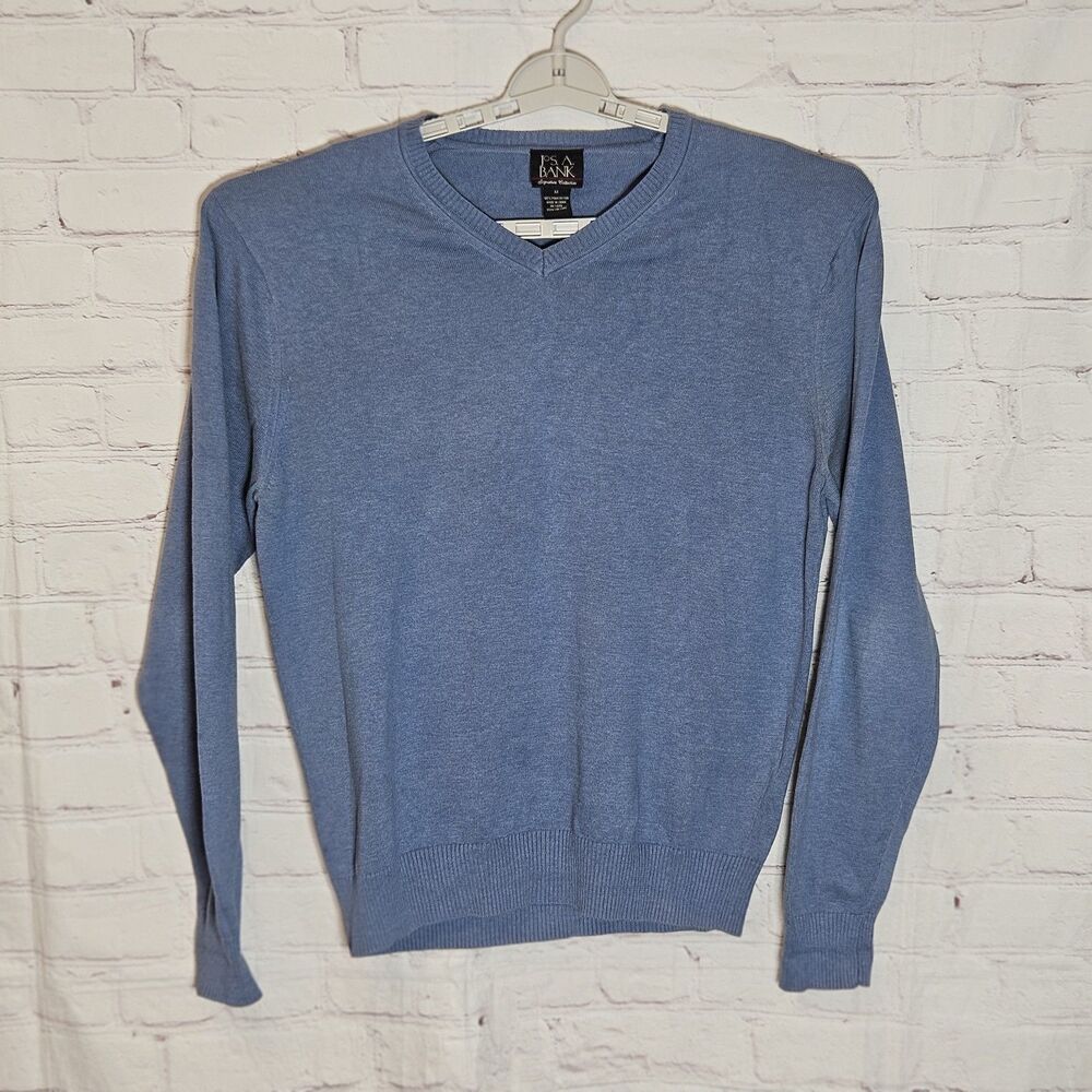 Jos. A. Bank Signature V-Neck Sweater Men's Medium Blue 100% Pima Cotton